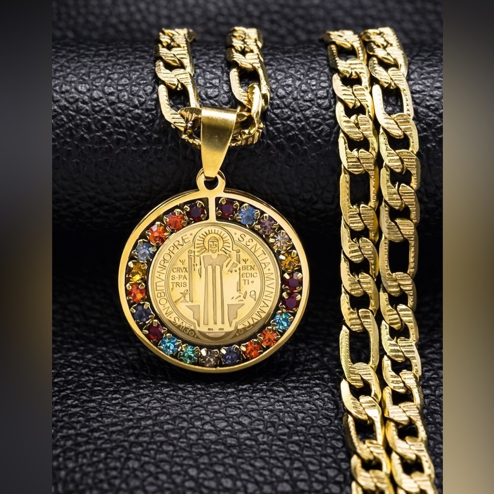Saint Benedict Medallion Cuban Link Necklace